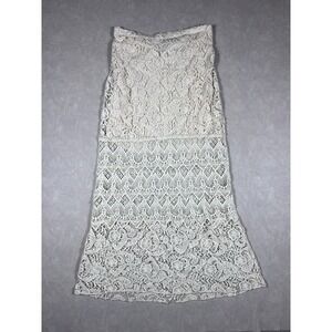 Scully Western Skirt Size Medium Women's Crotchet Knit Boho Maxi Ivory HC60